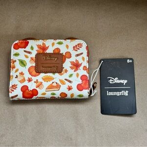 Loungefly x Disney Mickey Mouse Fall Pumpkin Orange & Brown Faux Leather Wallet.